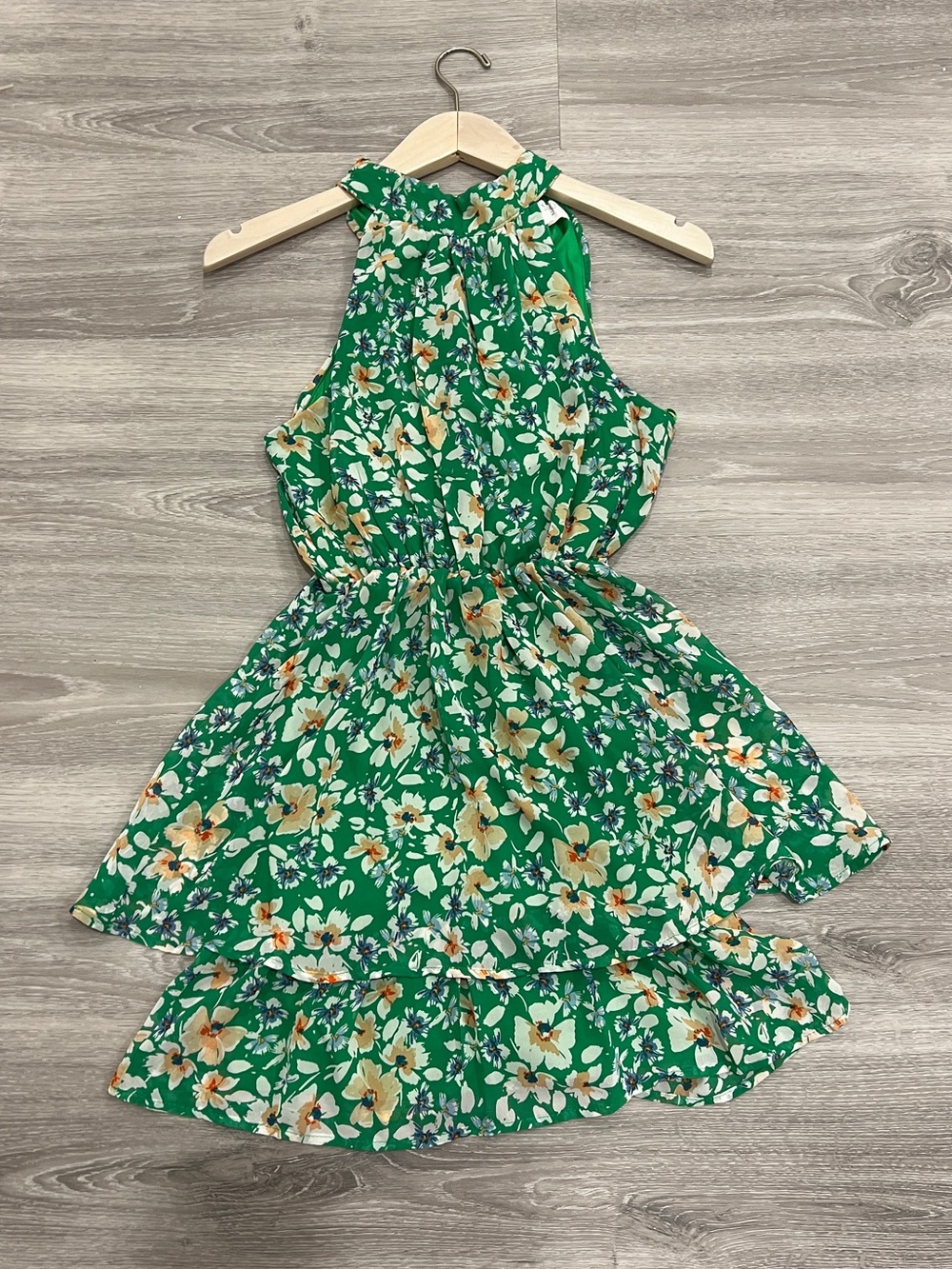 Green Floral Halter Sundress